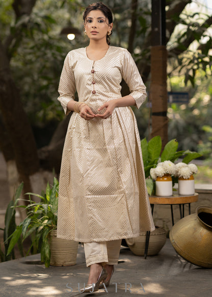 Off-white striped kurta