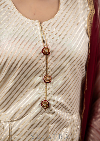 Off-white striped kurta