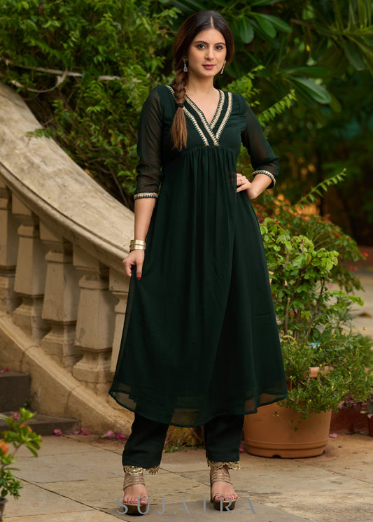 Forest Green Georgette Pant
