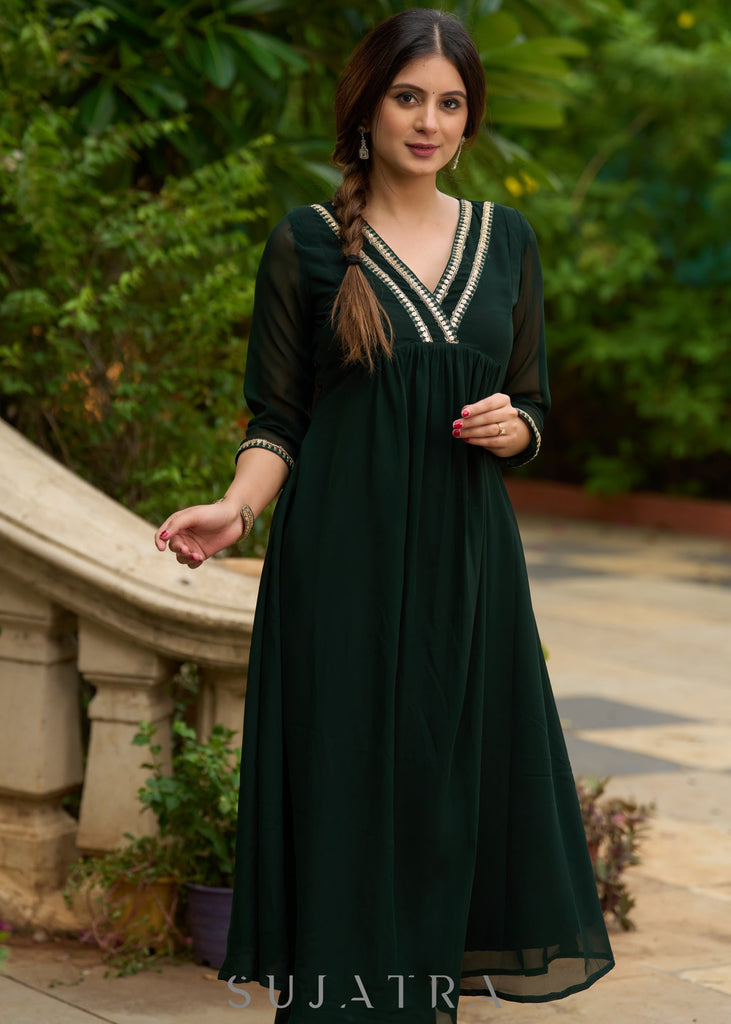 Forest Green Georgette Pant