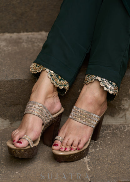 Elegance redefined in this captivating green georgette lace kurta -  Pant additional