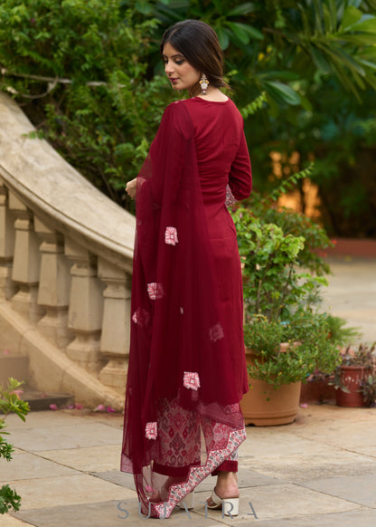 Maroon rayon flowy kurta  for effortless elegance