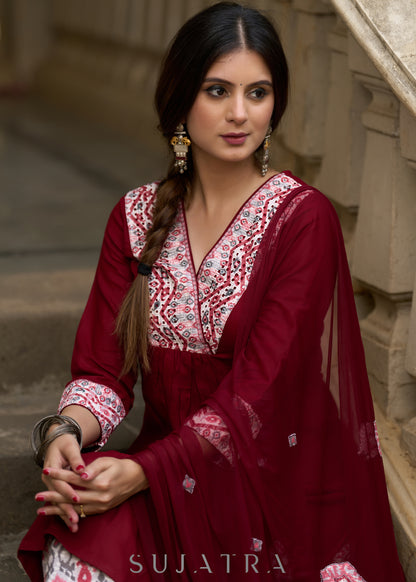 Maroon rayon flowy kurta  for effortless elegance