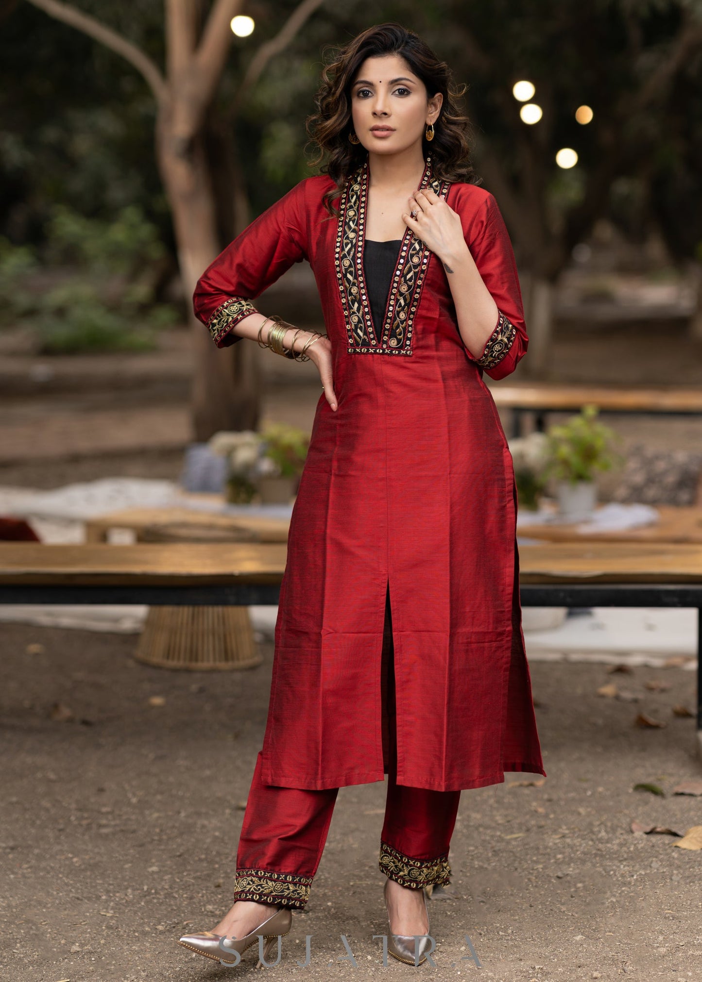 Cotton Silk Pant with Hand Work