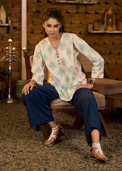 Blue Cotton Pant
