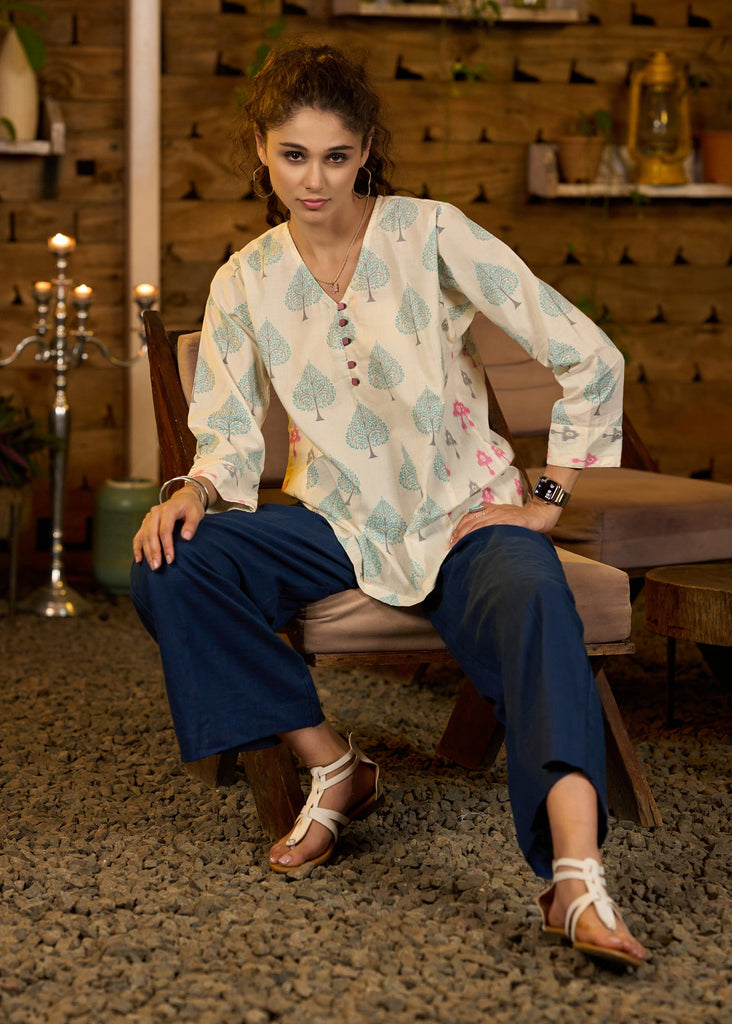 Blue Cotton Pant
