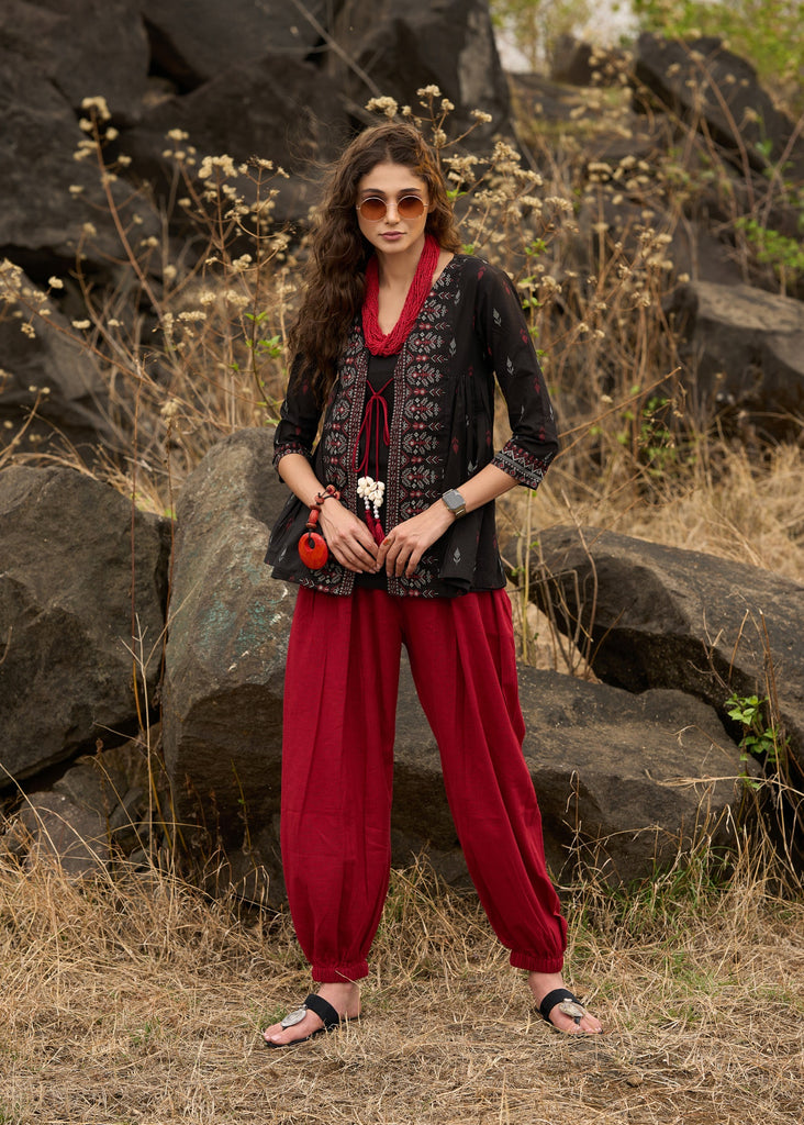 Maroon Cotton Pant