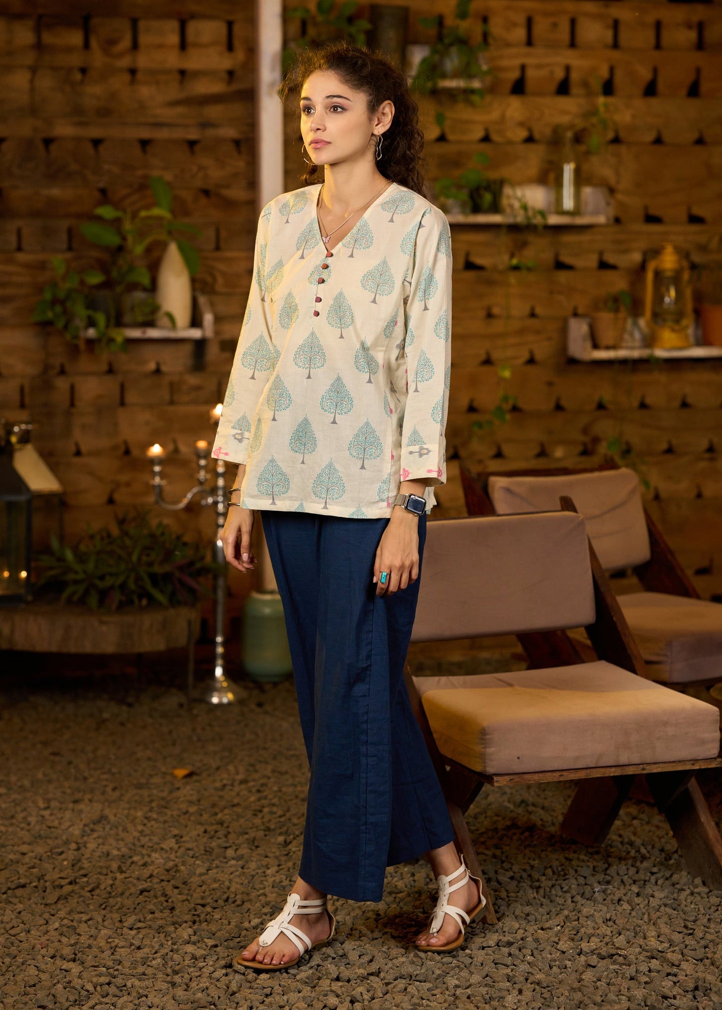 Blue Cotton Pant