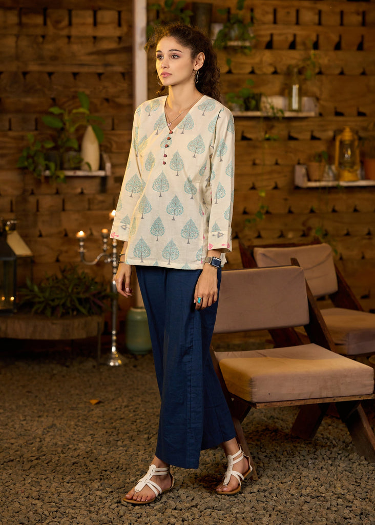 Blue Cotton Pant