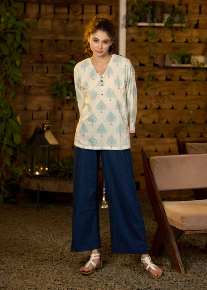 Blue Cotton Pant