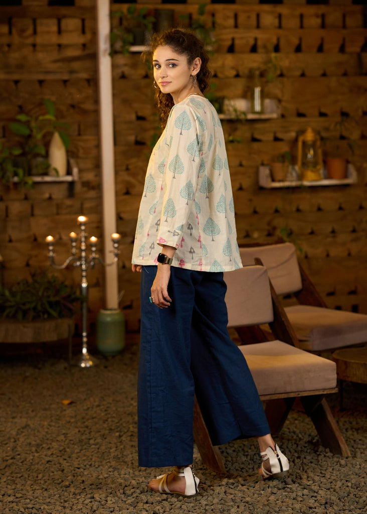 Blue Cotton Pant