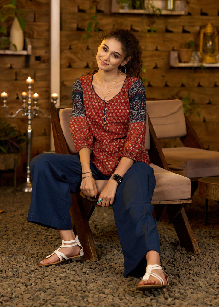 Blue Cotton Pant