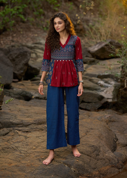 Blue Cotton Pant