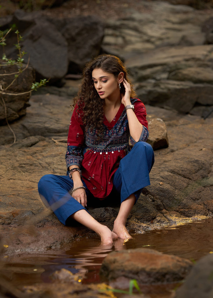Blue Cotton Pant