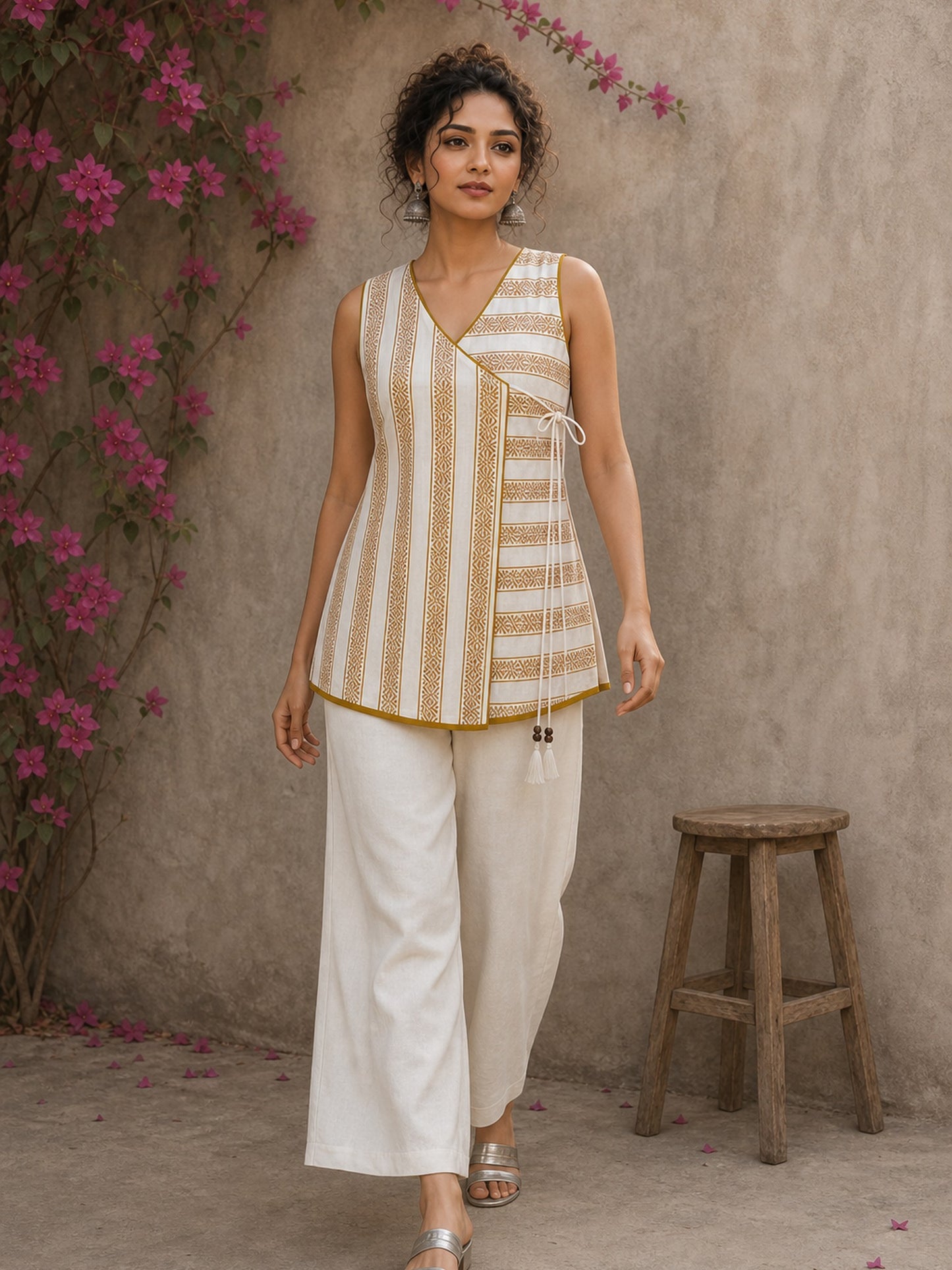 Elegant white cotton pants featuring a fluid silhouette, lightweight feel, and timeless versatile styling.