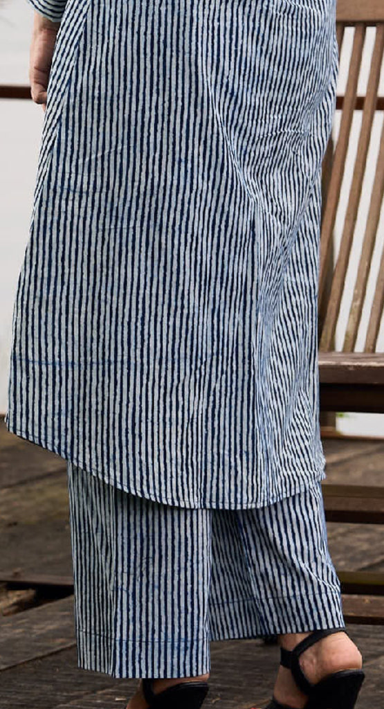 Indigo Stripe Straight Pants