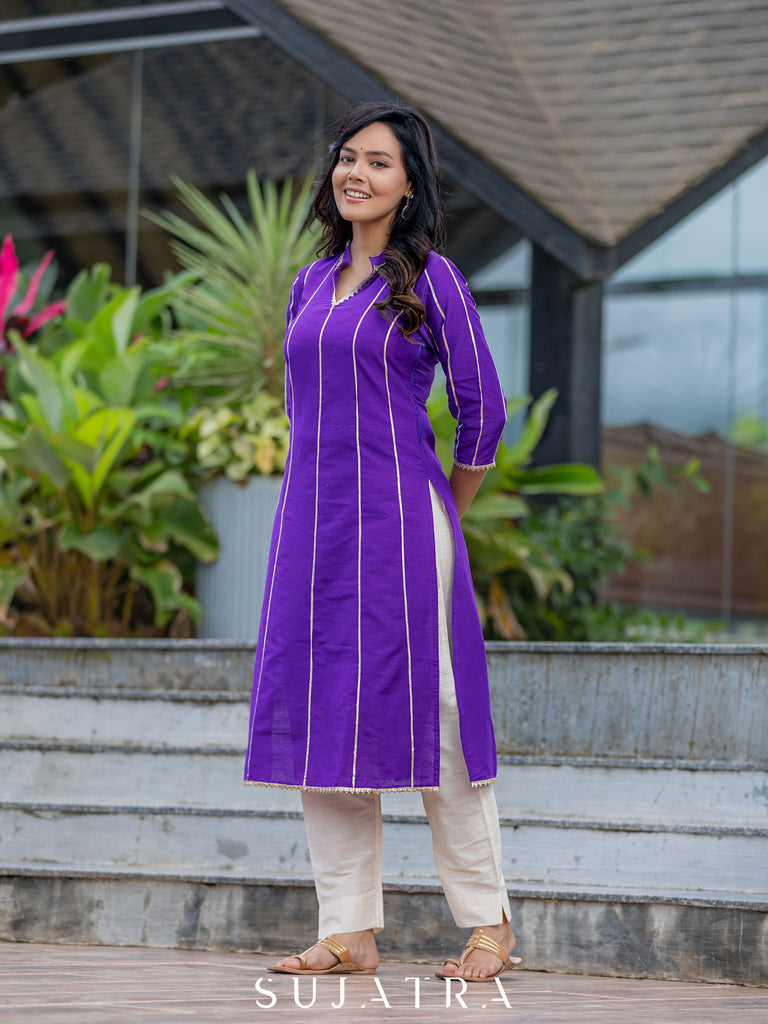 Seher  Cotton Silk Gota Patti Kurta