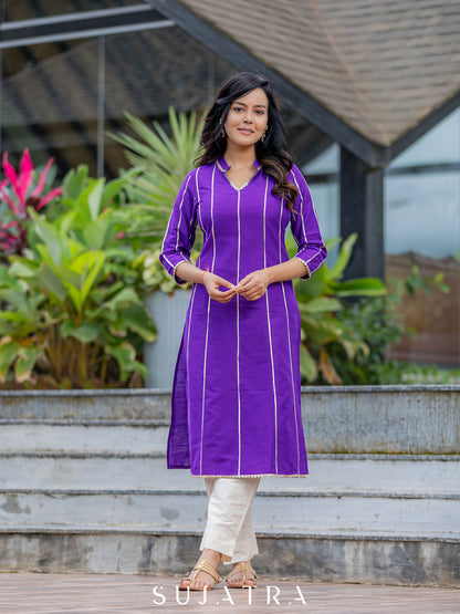 Seher  Cotton Silk Gota Patti Kurta