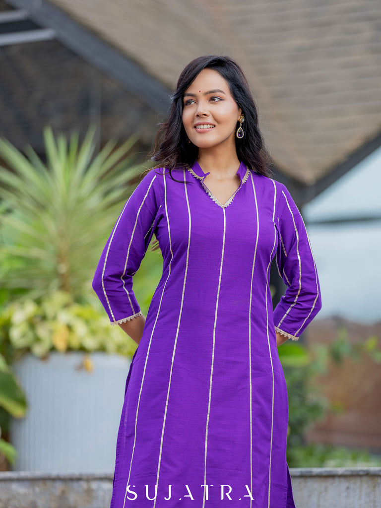 Seher  Cotton Silk Gota Patti Kurta