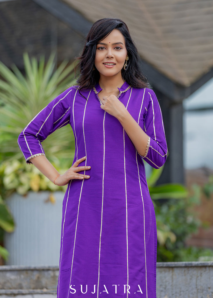 Seher  Cotton Silk Gota Patti Kurta