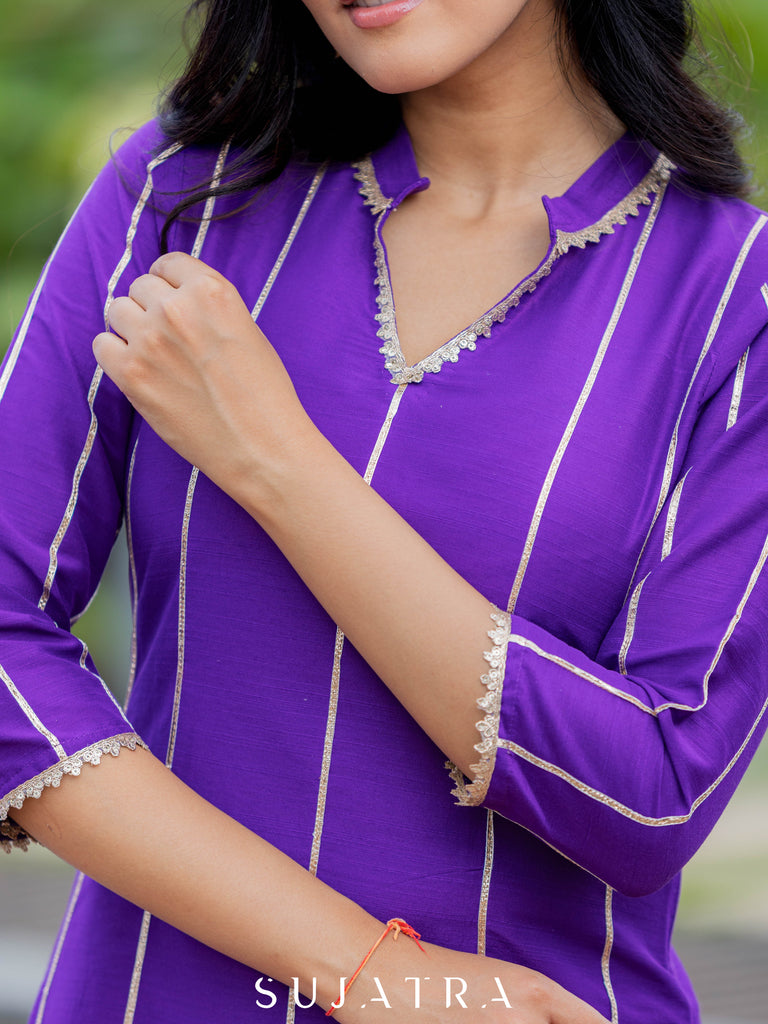 Seher  Cotton Silk Gota Patti Kurta