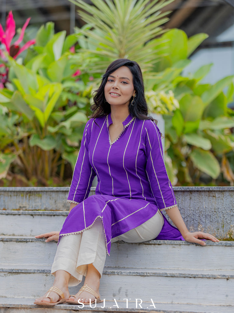 Seher  Cotton Silk Gota Patti Kurta