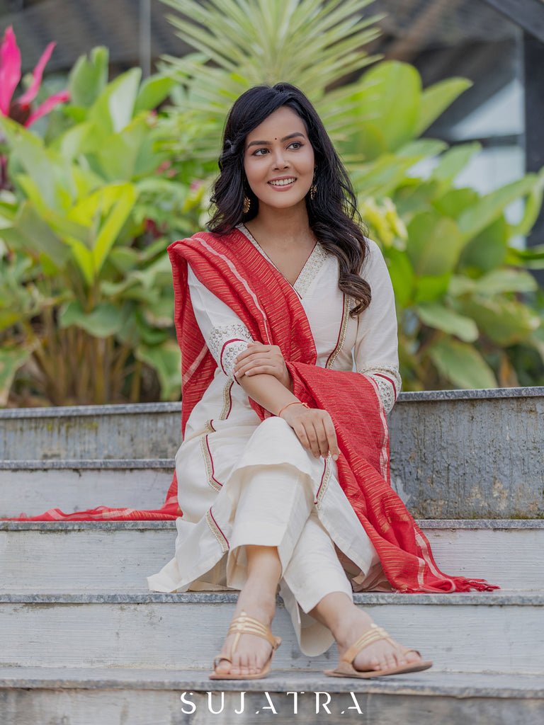 Jashn Cotton Silk Kurta with Delicate Embellishments