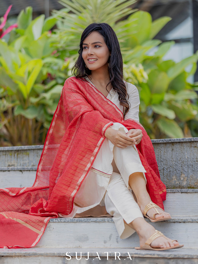 Jashn Cotton Silk Kurta with Delicate Embellishments