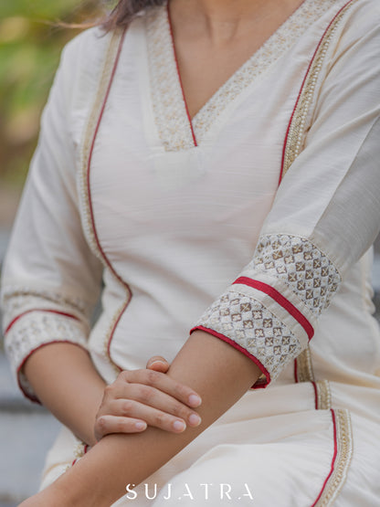 Jashn Cotton Silk Kurta with Delicate Embellishments