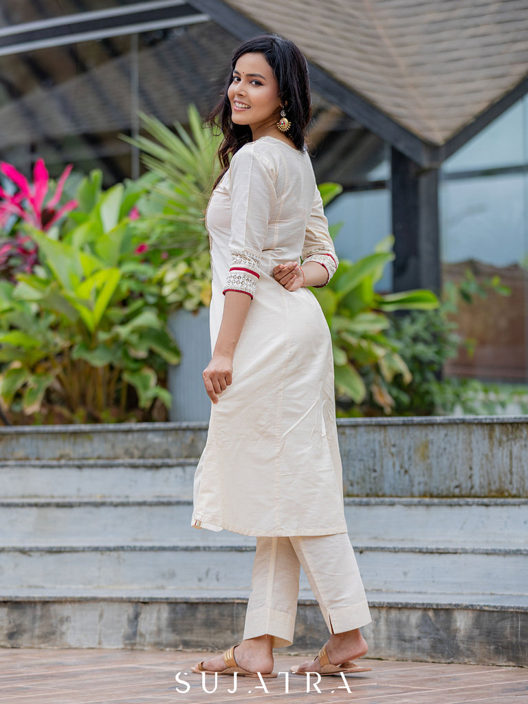 Jashn Cotton Silk Kurta with Delicate Embellishments