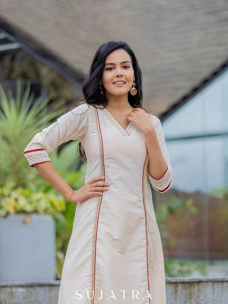 Jashn Cotton Silk Kurta with Delicate Embellishments