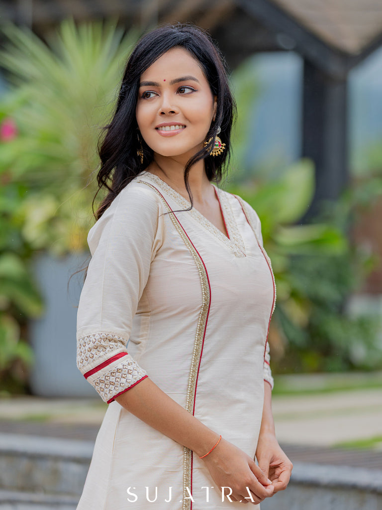 Jashn Cotton Silk Kurta with Delicate Embellishments