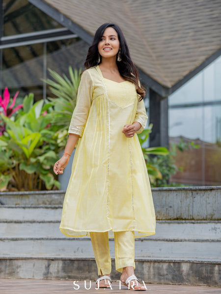 Lemon Yellow Chanderi Pant