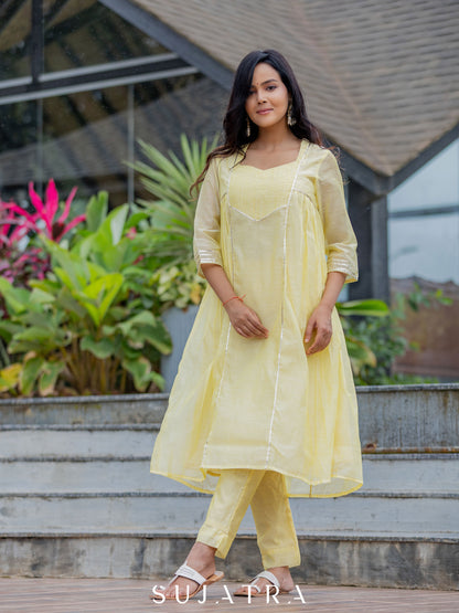 Lemon Yellow Chanderi Pant