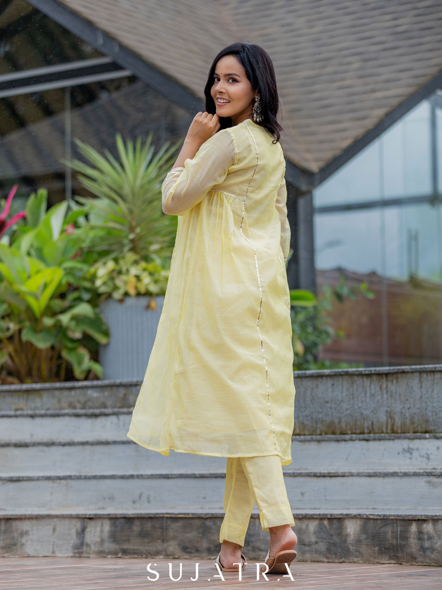 Lemon Yellow Chanderi Pant