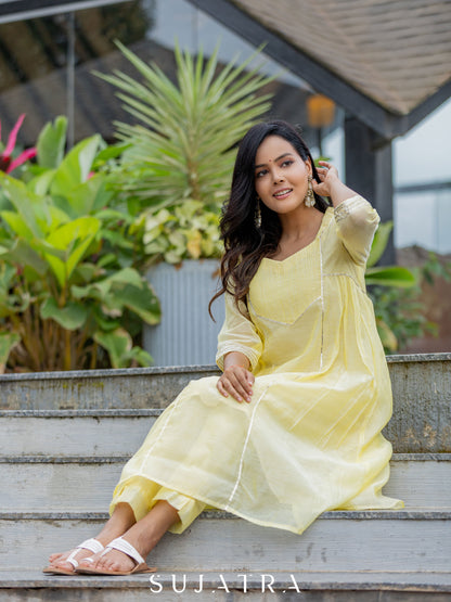 Lemon Yellow Chanderi Pant