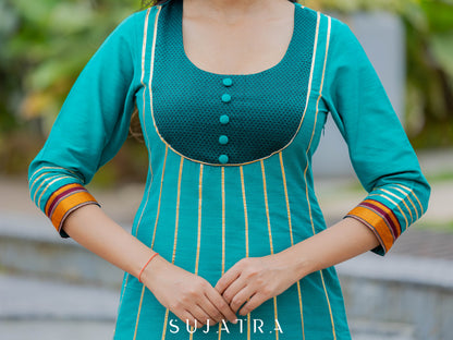 Aranya Cotton Silk Got Patti Anarkali Kurta