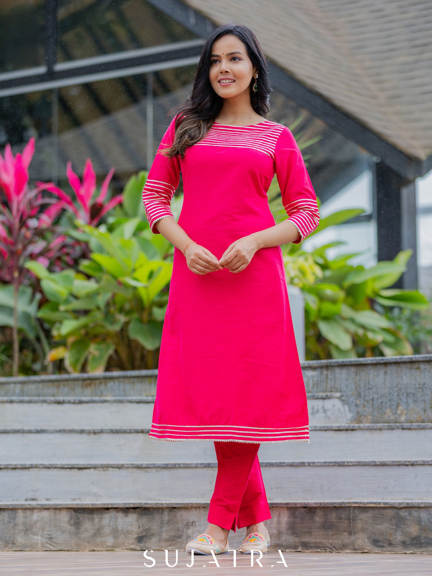 Pink Cotton Silk Pant