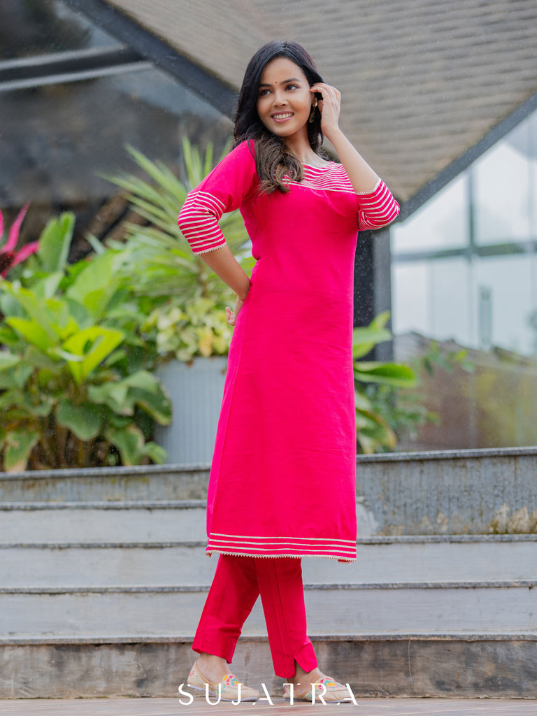 Pink Cotton Silk Pant