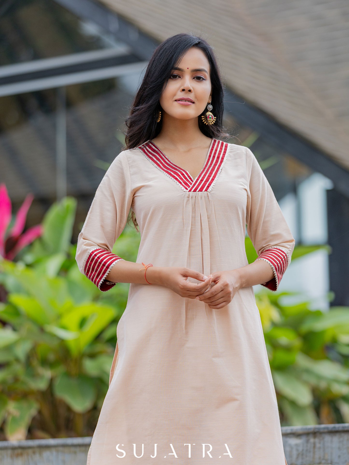 Cream Cotton Silk Pant