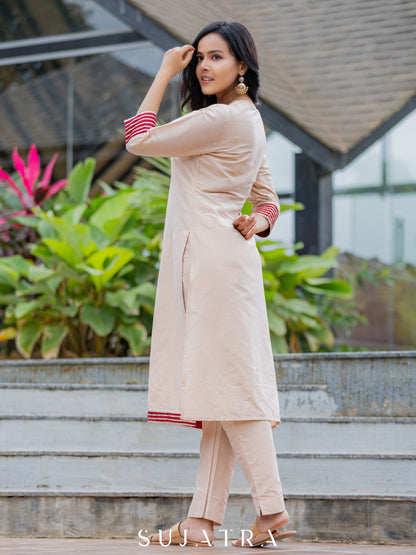 Cream Cotton Silk Pant