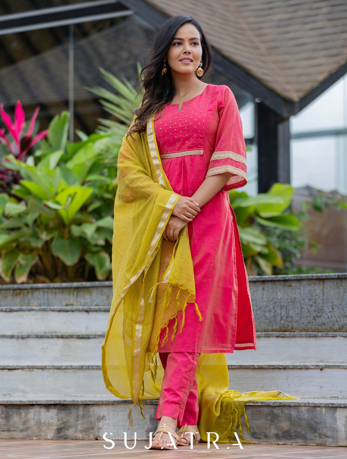 Pink Chanderi Pant