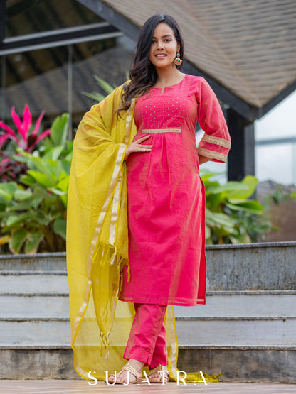 Pink Chanderi Pant