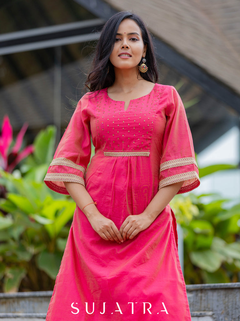 Pink Chanderi Pant