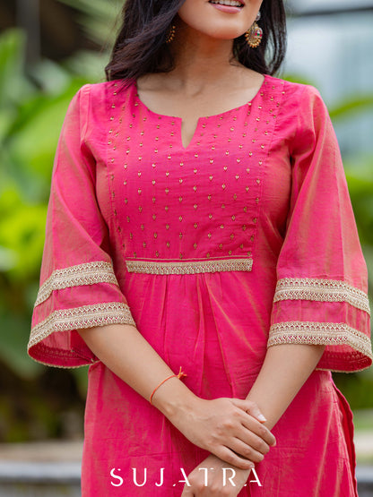 Pink Chanderi Pant