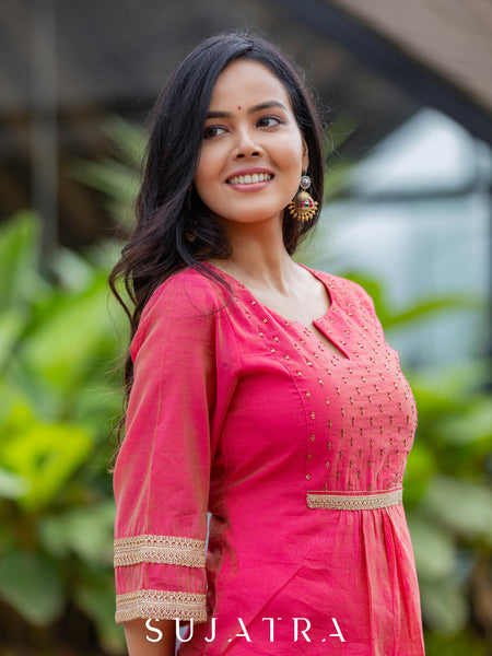 Pink Chanderi Pant
