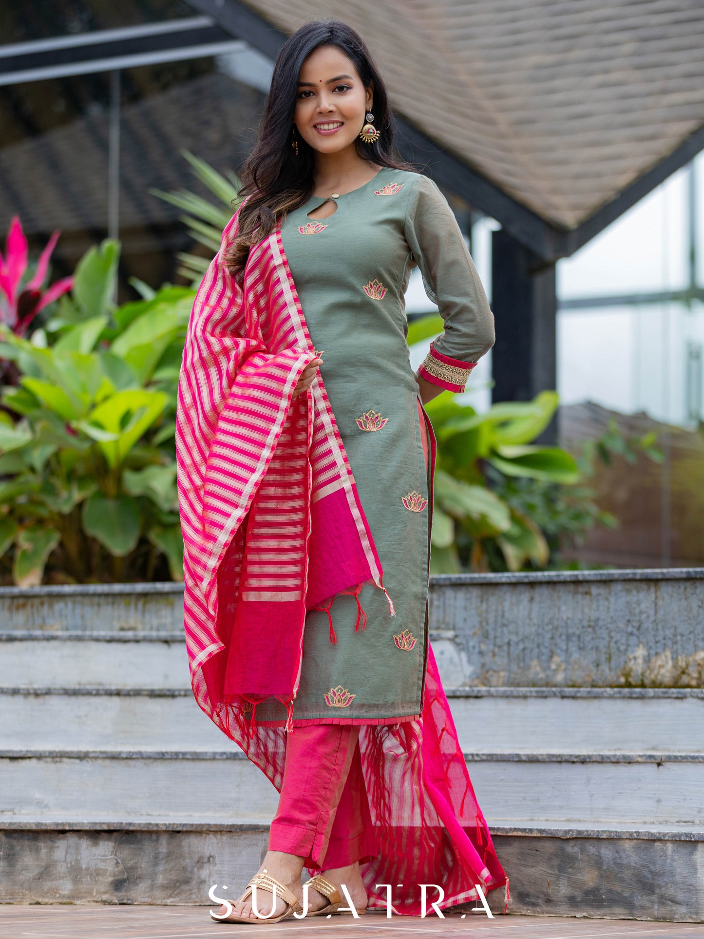 Pink Chanderi Pant