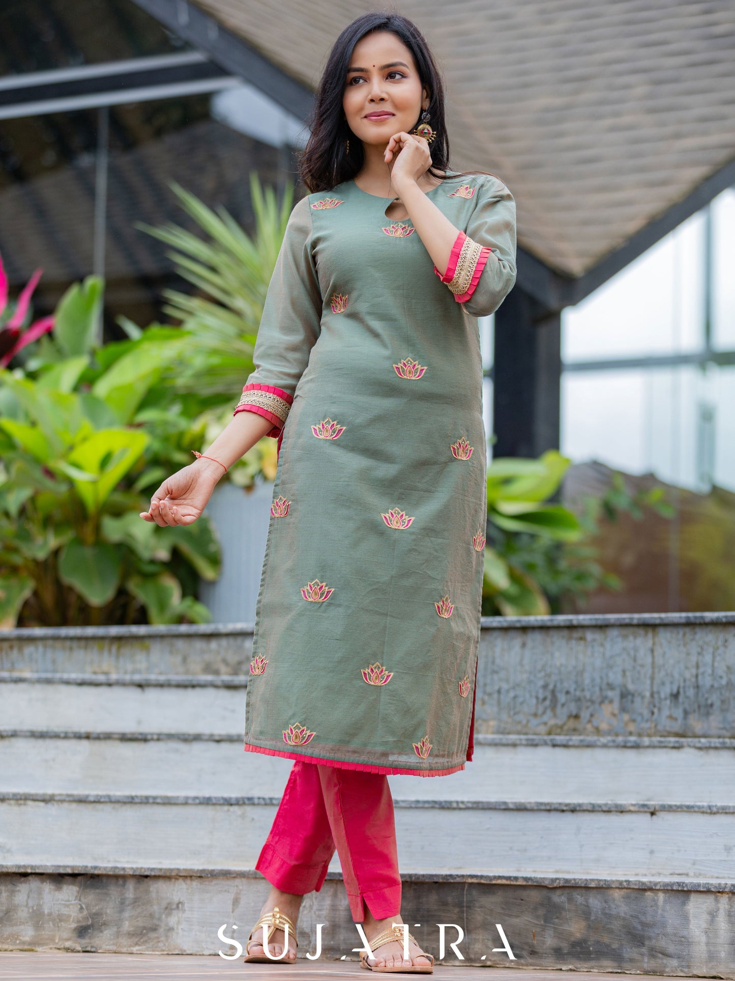 Pink Chanderi Pant