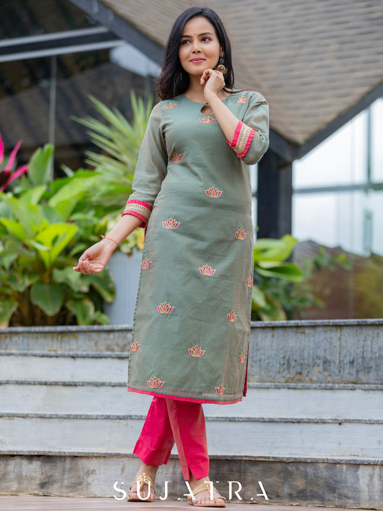 Pink Chanderi Pant