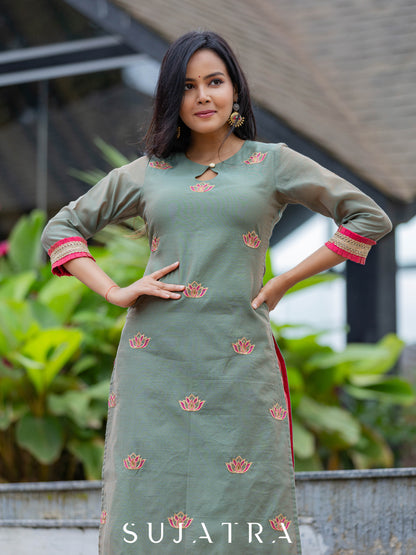 Neelkamal Intricate Hand Embroidered Chanderi Silk Kurta